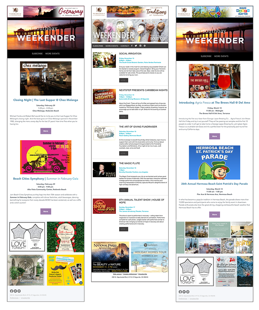 Weekly Southbay Weekender eMails