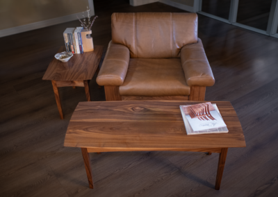 Walnut Coffee & End Table with Leather Upholstered Walnut Chair | All Mortise & Tenon Joinery